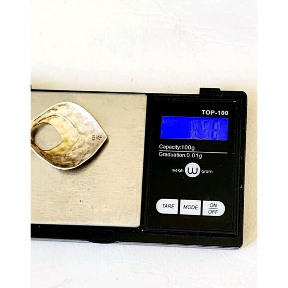 Grace+Heart Serling Hammered Drop 2 Tone Pendant G&H 1.75" 6.5g - Picture 7 of 9